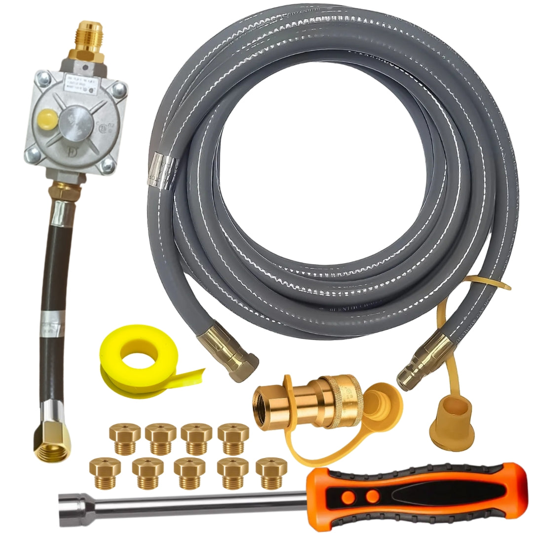 Weber Summit Platinum D6 Conversion Kit from LP to NG - Includes Predrilled Orifices - 10' NG Hose - Natural Gas Regulator