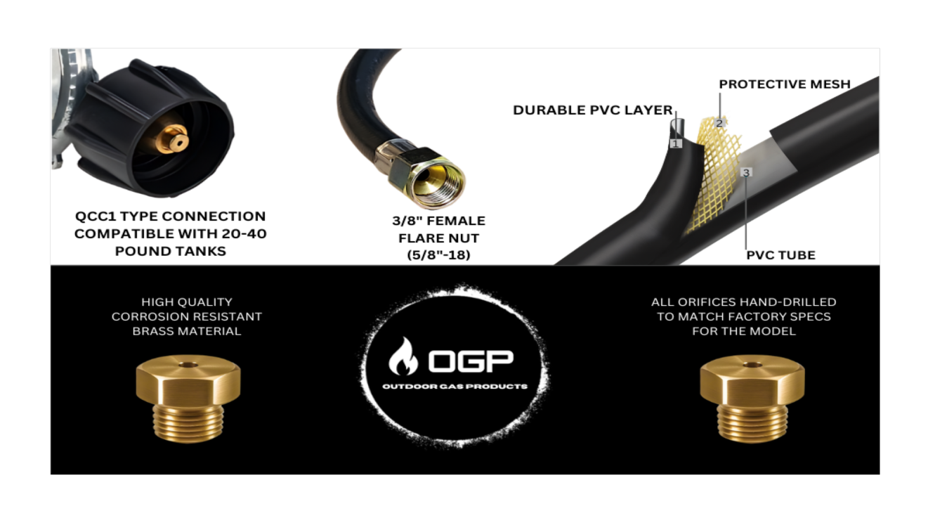 Weber SUMMIT Silver C Conversion Kit from NG to LP - Includes Predrilled Orifices - 5' Propane and Regulator - LP Fuel Converter