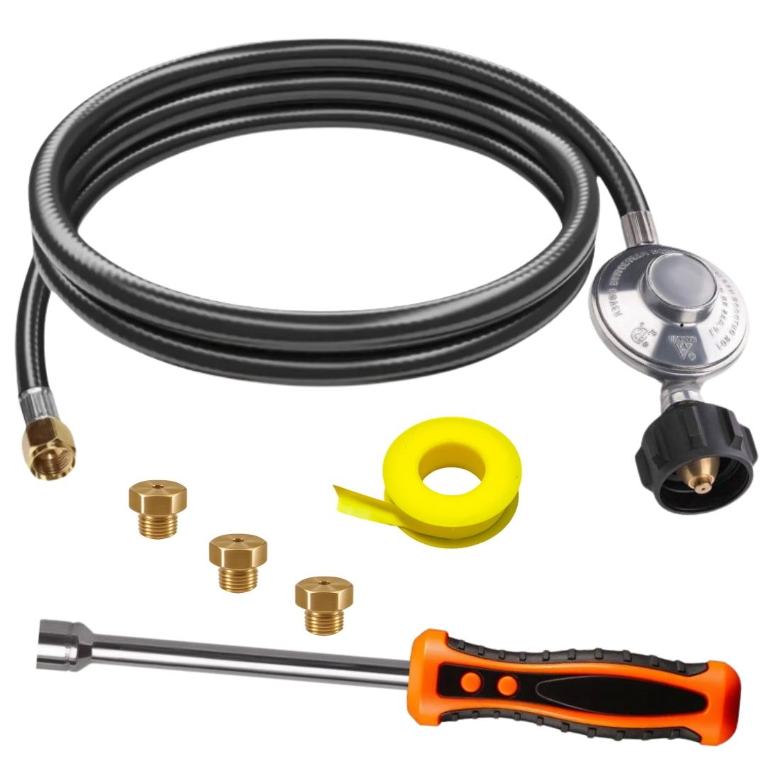 Weber Genesis Silver B Conversion Kit from NG to LP- Includes Predrilled Orifices - 5' Propane and Regulator - LP Fuel Converter
