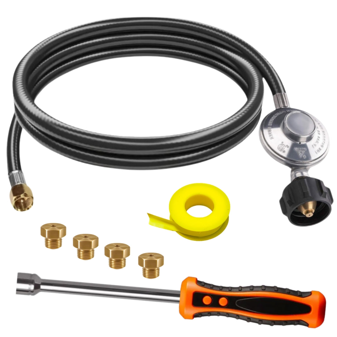 Weber SUMMIT Platinum A4 Conversion Kit from NG to LP - Includes Predrilled Orifices - 5' Propane and Regulator - LP Fuel Converter