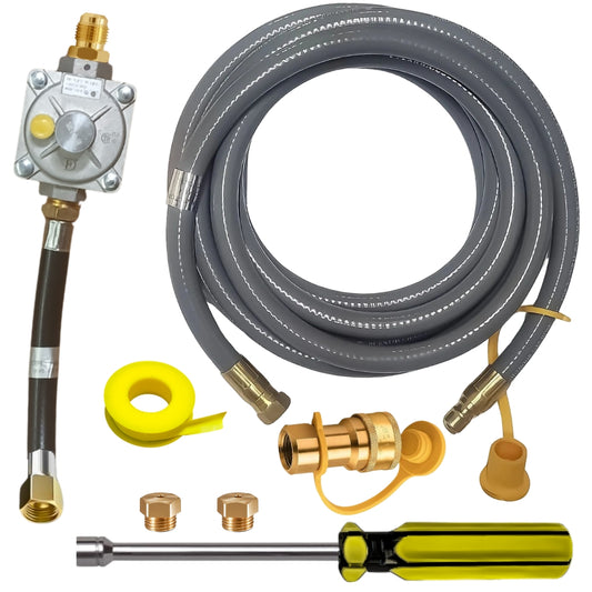 Weber Spirit 500 (Side Mounted Controls) Conversion Kit from LP to NG - Includes Predrilled Orifices - 10' NG Hose - Natural Gas Regulator
