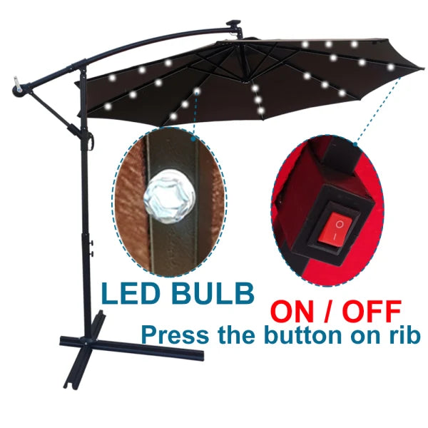 10 ft Patio Umbrella Solar Powered LED