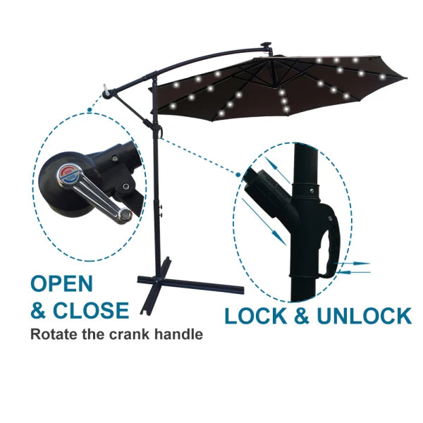 10 ft Patio Umbrella Solar Powered LED