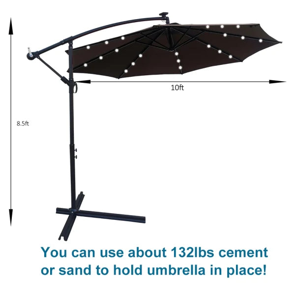 10 ft Patio Umbrella Solar Powered LED