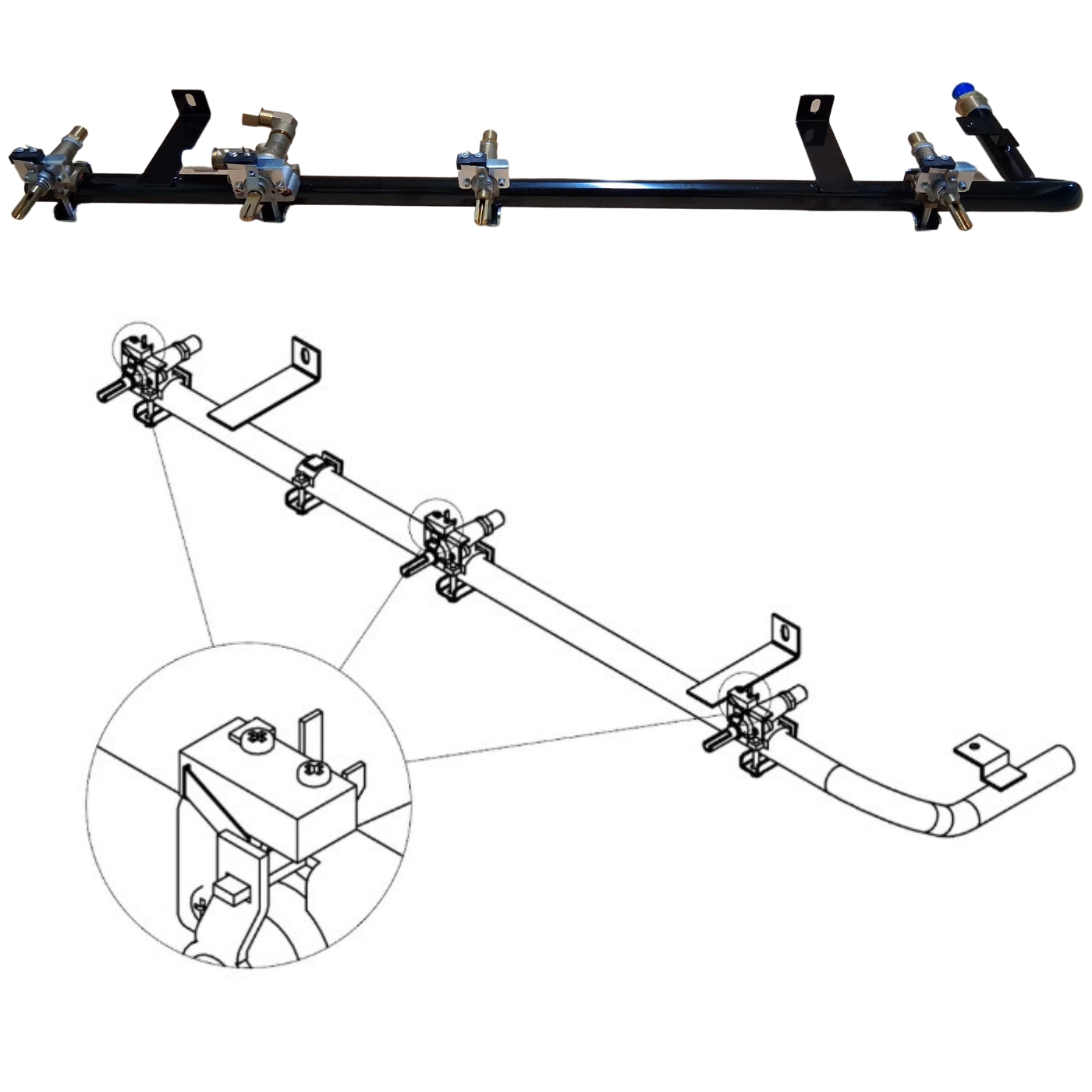 12753GYL Delta Heat LP Manifold Assembly for DHBQ38G Grill Model