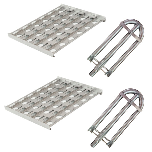 Alfresco Grill Parts Bundle -  Stainless Steel U-Burner (2) & Briquette Tray (2) for 30" 42" & 56" Models