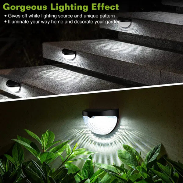 4 Piece Solar Fence Lights Outdoor Dusk To Dawn Sensor Decorative Deck Lamps IP65 Waterproof