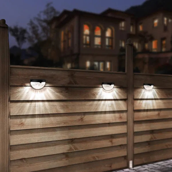 4 Piece Solar Fence Lights Outdoor Dusk To Dawn Sensor Decorative Deck Lamps IP65 Waterproof