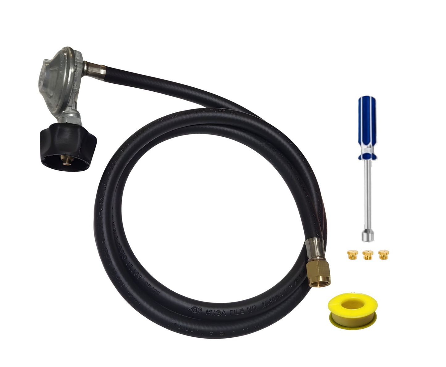 Weber Genesis 310 (Side Control Model) Conversion Kit from NG to LP - Includes Predrilled Orifices - 5' Propane and Regulator - LP Fuel Converter