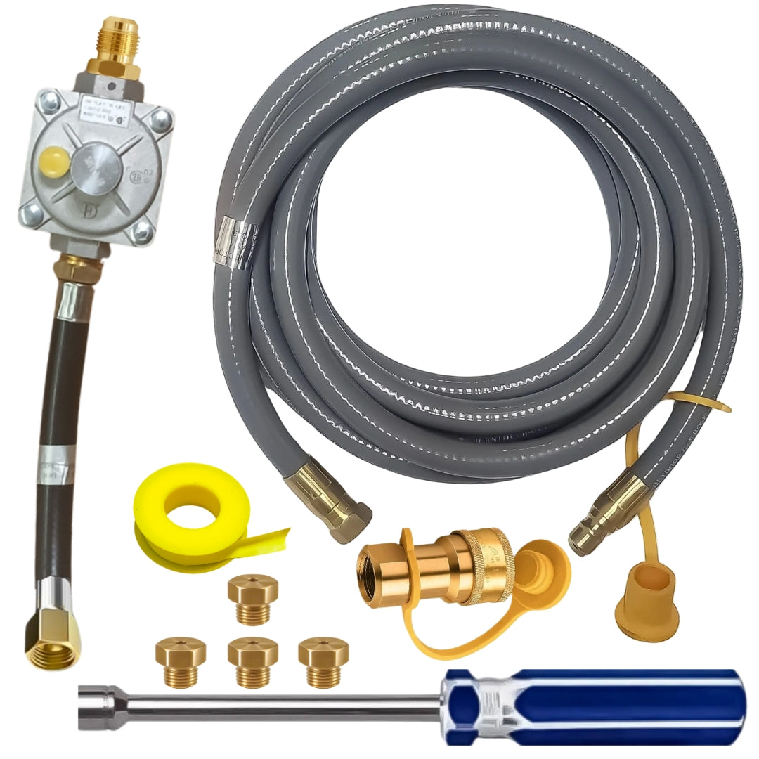 Weber Genesis II 325 Conversion Kit from LP to NG - Includes Predrilled Orifices - Detailed Instructions - 10' NG Hose - Natural Gas Regulator