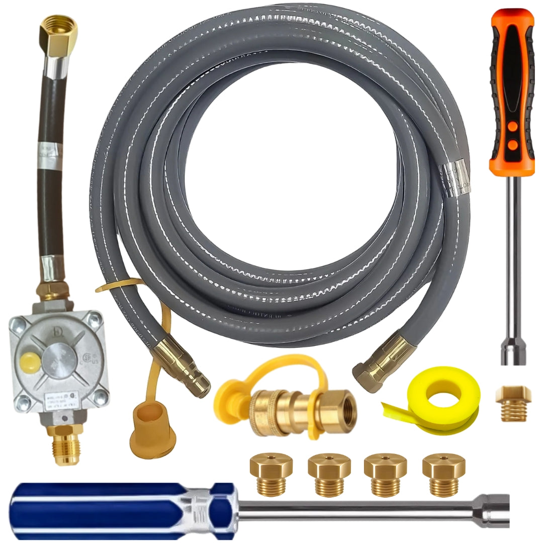 Weber Genesis II LX 440 Conversion Kit from LP to NG - Includes Predrilled Orifices - Detailed Instructions - 10' NG Hose - Natural Gas Regulator