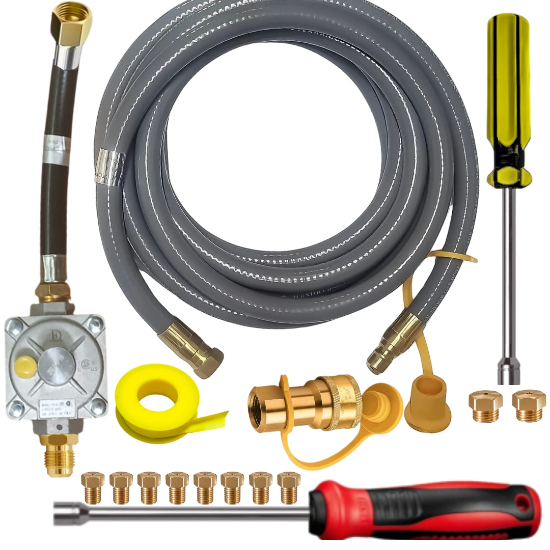 Weber Summit Grill Center Conversion Kit from LP to NG - Includes Predrilled Orifices - Detailed Instructions - 10' NG Hose - Natural Gas Regulator