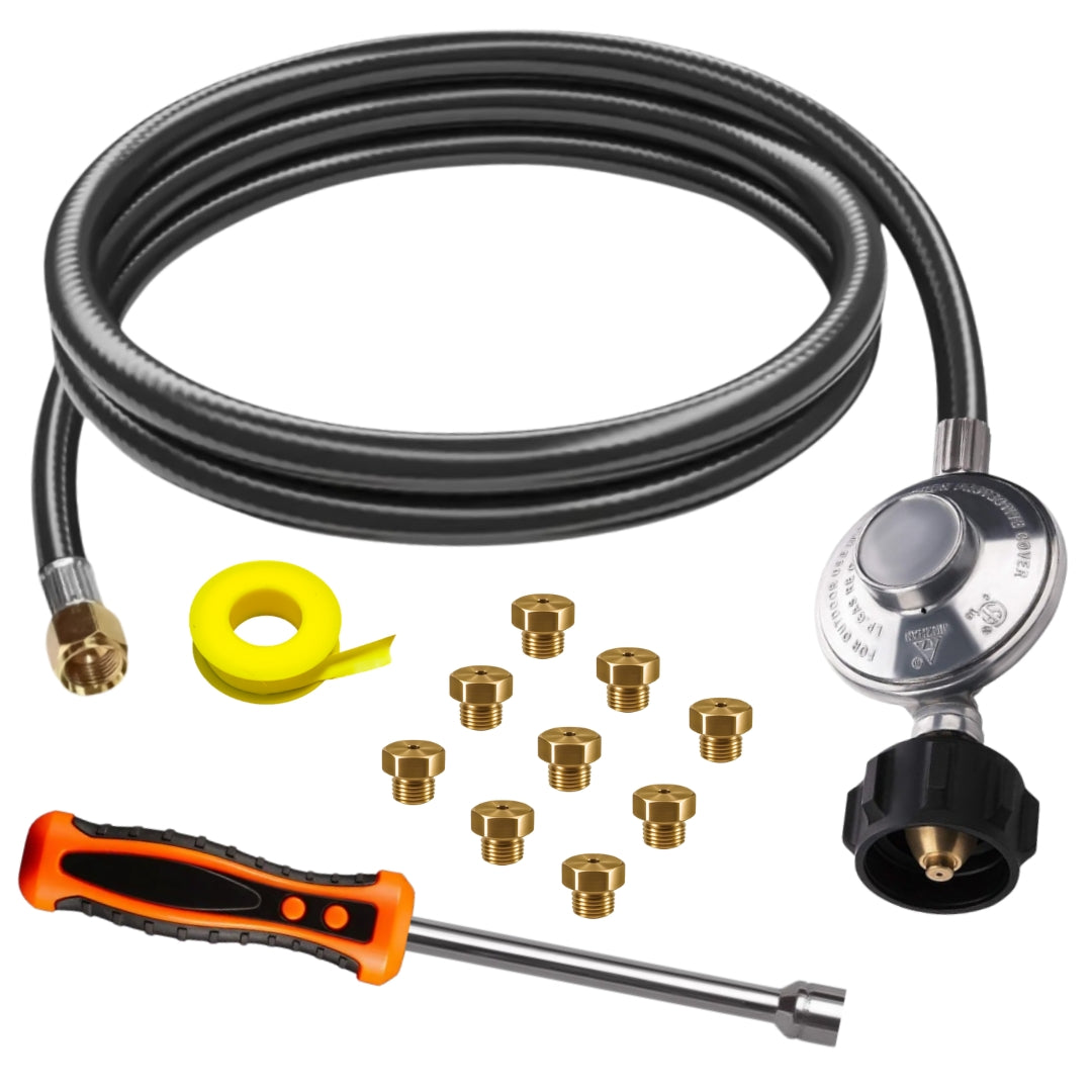 Weber SUMMIT Gold D6 Conversion Kit from NG to LP - Includes Predrilled Orifices - 5' Propane and Regulator - LP Fuel Converter