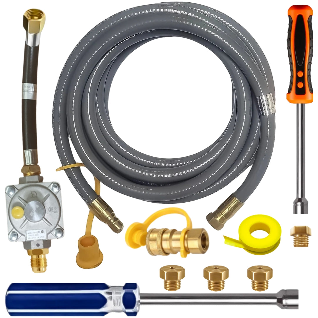 Weber Genesis II LX 340 Conversion Kit from LP to NG - Includes Predrilled Orifices - Detailed Instructions - 10' NG Hose - Natural Gas Regulator