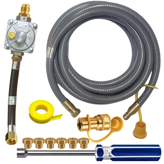 Weber Genesis II 610 Conversion Kit from LP to NG - Includes Predrilled Orifices - Detailed Instructions - 10' NG Hose - Natural Gas Regulator