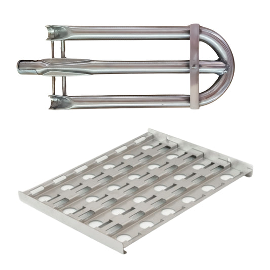 Alfresco Grill Parts Bundle -  Stainless Steel U-Burner (1) & Briquette Tray (1) for 30" 42" & 56" Models