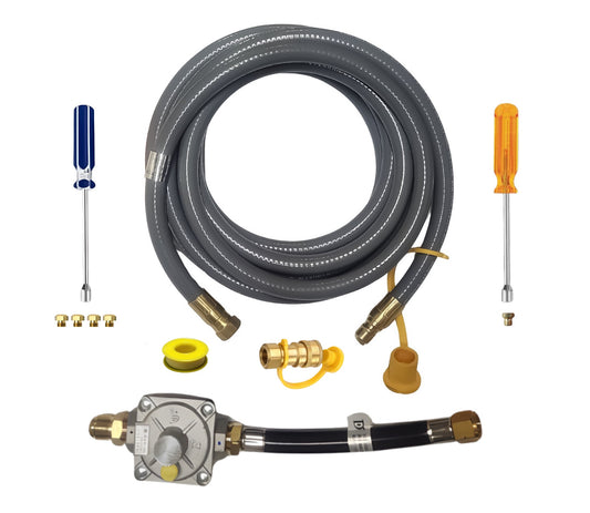 Weber Spirit 330/335 Conversion Kit to Bulk Propane Includes Predrilled Orifices - Detailed Instructions - 10' Low Pressure LP Hose at Outdoor Gas Products