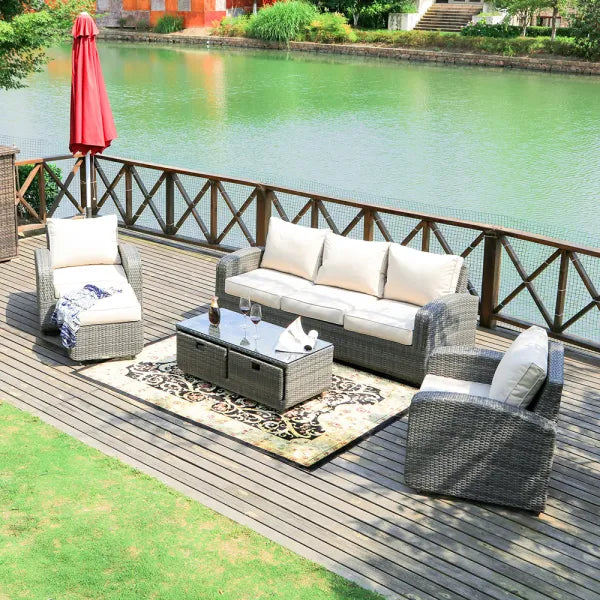 5-piece Outdoor Rattan Patio Set by Direct Wicker