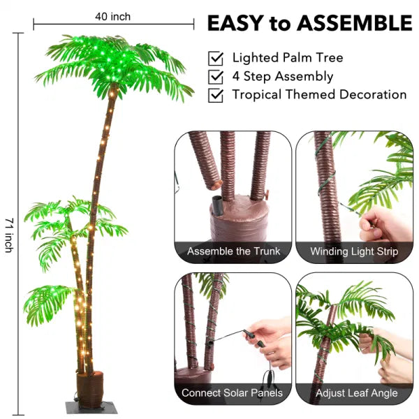 6 Foot Solar Power Light Up Palm Tree