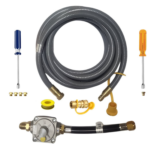 Weber Genesis II 345 Conversion Kit from LP to NG - Includes Predrilled Orifices - Detailed Instructions - 10' NG Hose - Natural Gas Regulator