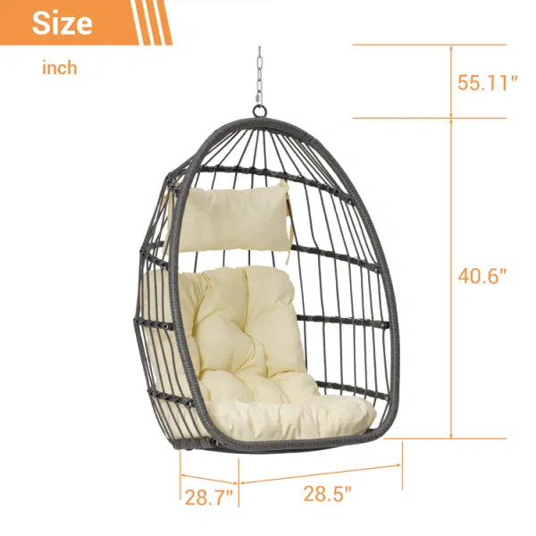 Outdoor Garden Rattan Egg Swing Chair Hanging Chair Wood