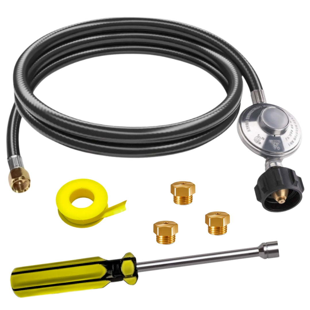 Weber Genesis 310 (Side Control Model) Conversion Kit from NG to LP - Includes Predrilled Orifices - 5' Propane and Regulator - LP Fuel Converter