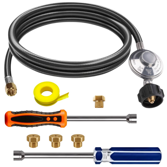 Weber Genesis 320 (Front Control Model) Conversion Kit from NG to LP - Includes Predrilled Orifices - 5' Propane and Regulator - LP Fuel Converter