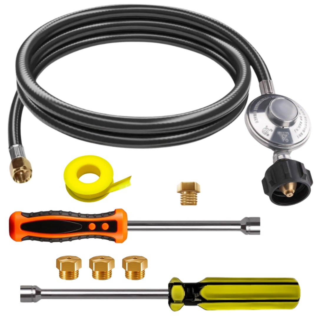 Weber Genesis 320 (Side Control Model) Conversion Kit from NG to LP - Includes Predrilled Orifices - 5' Propane and Regulator - LP Fuel Converter