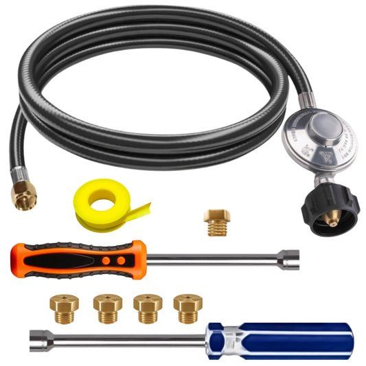 Weber Genesis 330 Conversion Kit from NG to LP - Includes Predrilled Orifices - Instructions Included - 5' Propane and Regulator - LP Fuel Converter