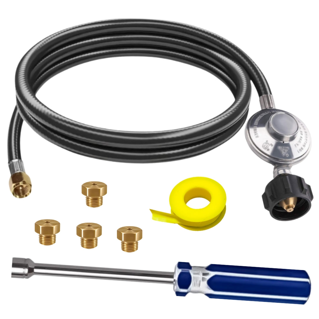 Weber Genesis II 325 Conversion Kit from NG to LP - Includes Predrilled Orifices - Instructions Included - 5' Propane and Regulator - LP Fuel Converter