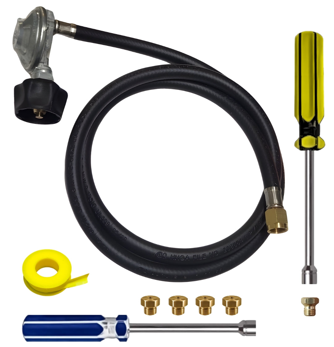 Weber Genesis 335s Conversion Kit from NG to LP - Includes Predrilled Orifices - Instructions Included - 5' Propane and Regulator - LP Fuel Converter