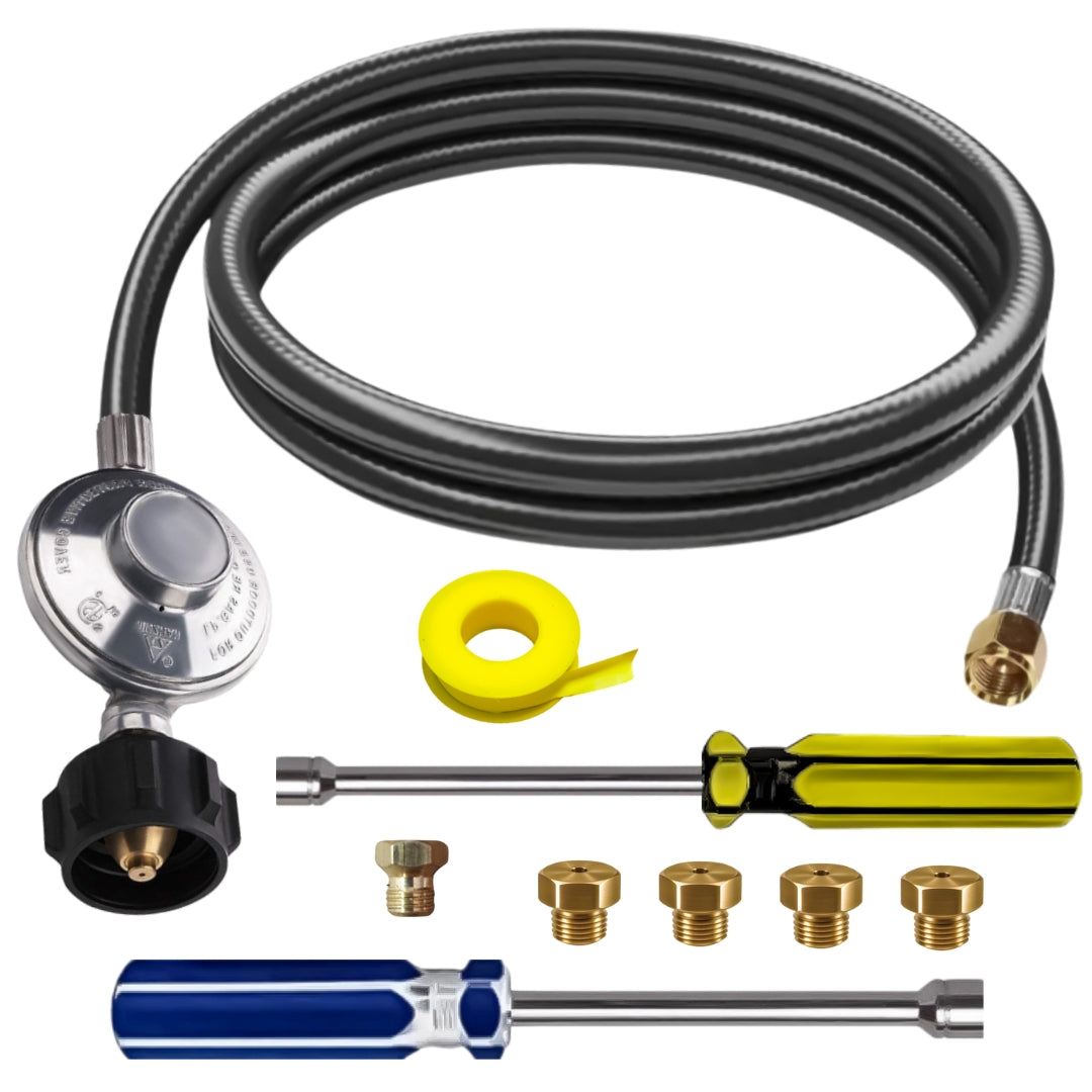 Weber Genesis II 330/335 Conversion Kit from NG to LP - Includes Predrilled Orifices - Instructions Included - 5' Propane and Regulator - LP Fuel Converter