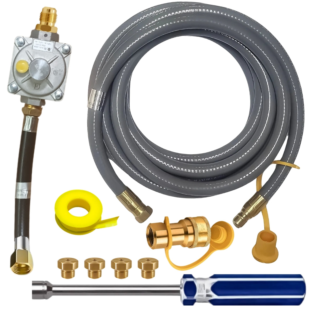 Weber Genesis II E-410 SE-410 Grill Conversion Kit to Bulk Propane Includes Predrilled Orifices - Detailed Instructions - 10' Low Pressure LP Hose at Outdoor Gas Products