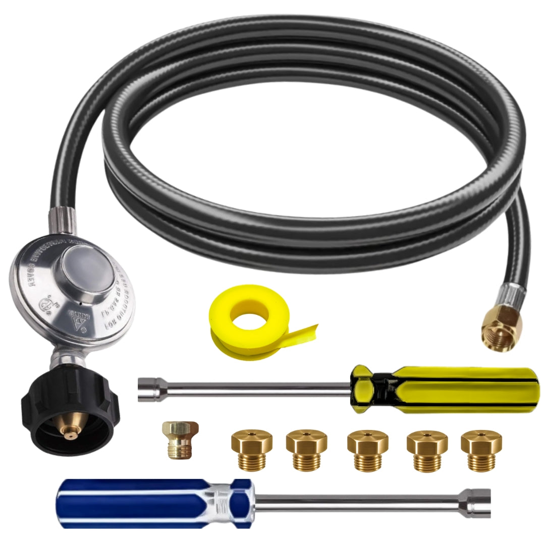 Weber Genesis 435s Conversion Kit from NG to LP - Includes Predrilled Orifices - Instructions Included - 5' Propane and Regulator - LP Fuel Converter