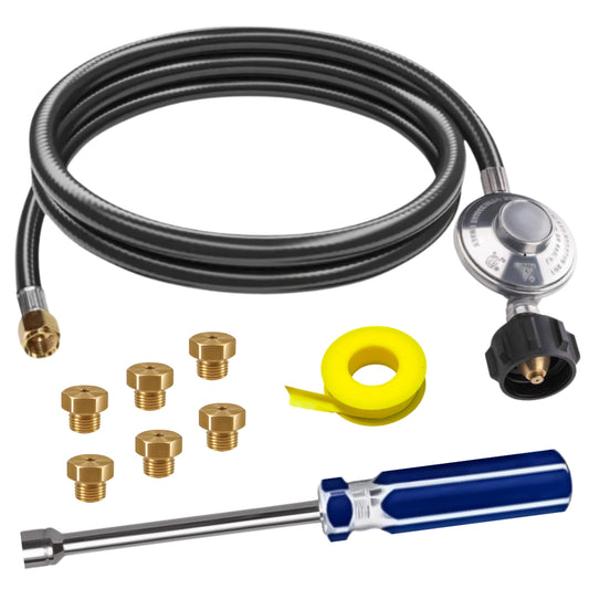 Weber Genesis II 610 Conversion Kit from NG to LP- Includes Predrilled Orifices - Instructions Included - 5' Propane and Regulator - LP Fuel Converter