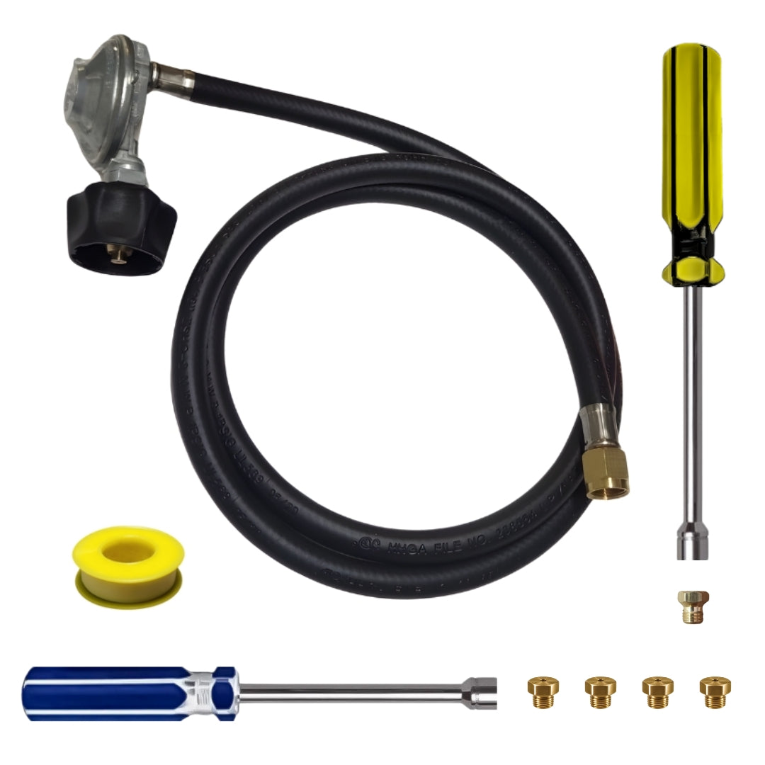 Weber Genesis II EX-335 (Smart Grill) Conversion Kit from NG to LP - Includes Predrilled Orifices - Instructions Included - 5' Propane and Regulator - LP Fuel Converter