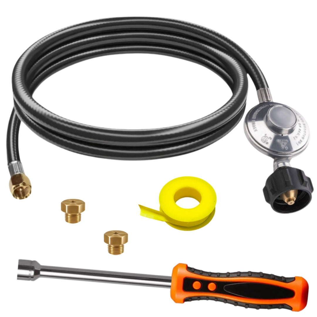 Weber Spirit 210/215 Conversion Kit from NG to LP - Includes Predrilled Orifices - Instructions Included - 5' Propane and Regulator - LP Fuel Converter