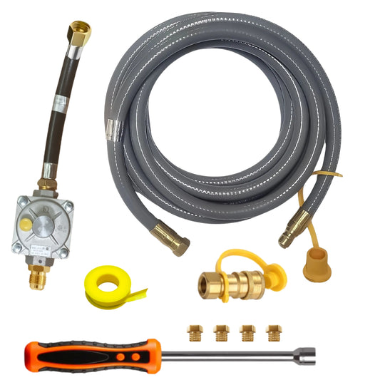 Weber Spirit E-425 S-425 & EP-425 Conversion Kit from LP to NG - Includes Predrilled Orifices - Detailed Instructions - 10' NG Hose - Natural Gas Regulator
