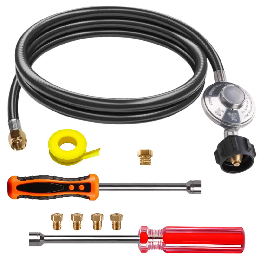 Weber SUMMIT 420 Conversion Kit from NG to LP - Includes Predrilled Orifices - Instructions Included - 5' Propane and Regulator - LP Fuel Converter