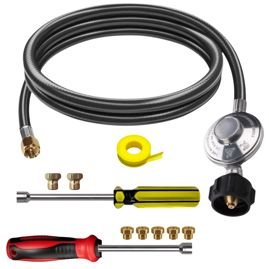 Weber SUMMIT 450 Conversion Kit from NG to LP - Includes Predrilled Orifices - Instructions Included - 5' Propane and Regulator - LP Fuel Converter