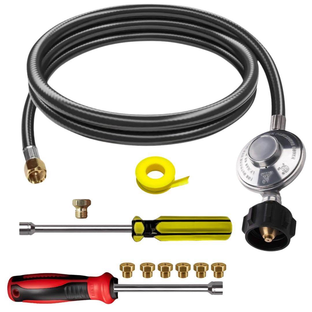 Weber SUMMIT 460 Conversion Kit from NG to LP - Includes Predrilled Orifices - Instructions Included - 5' Propane and Regulator - LP Fuel Converter