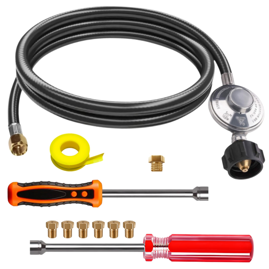 Weber SUMMIT 460 Conversion Kit from NG to LP - Includes Predrilled Orifices - Instructions Included - 5' Propane and Regulator - LP Fuel Converter