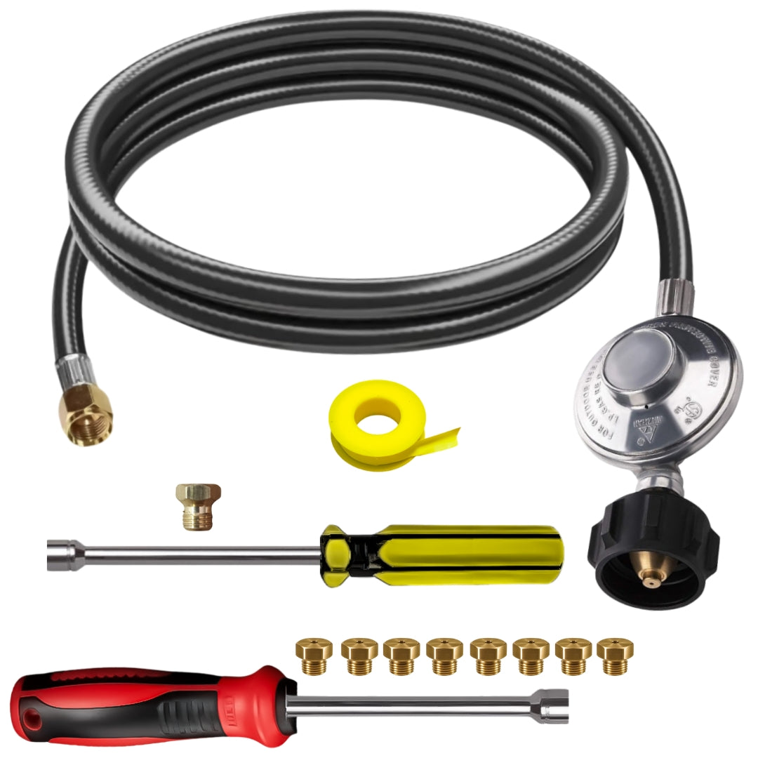 Weber SUMMIT 660 Conversion Kit from NG to LP - Includes Predrilled Orifices - Instructions Included - 5' Propane and Regulator - LP Fuel Converter