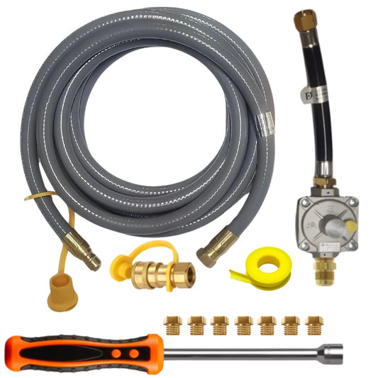 Weber Summit Gold B6 Conversion Kit from LP to NG - Includes Predrilled Orifices - 10' NG Hose - Natural Gas Regulator