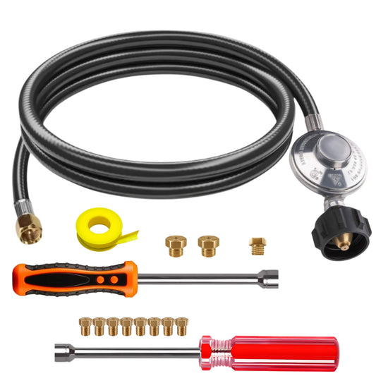 Weber SUMMIT Grill Center Conversion Kit from NG to LP - Includes Predrilled Orifices - Instructions Included - 5' Propane and Regulator - LP Fuel Converter