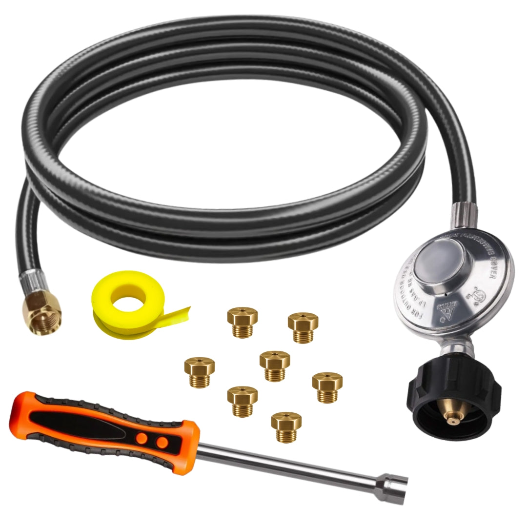 Weber SUMMIT Silver D Conversion Kit from NG to LP - Includes Predrilled Orifices - 5' Propane and Regulator - LP Fuel Converter