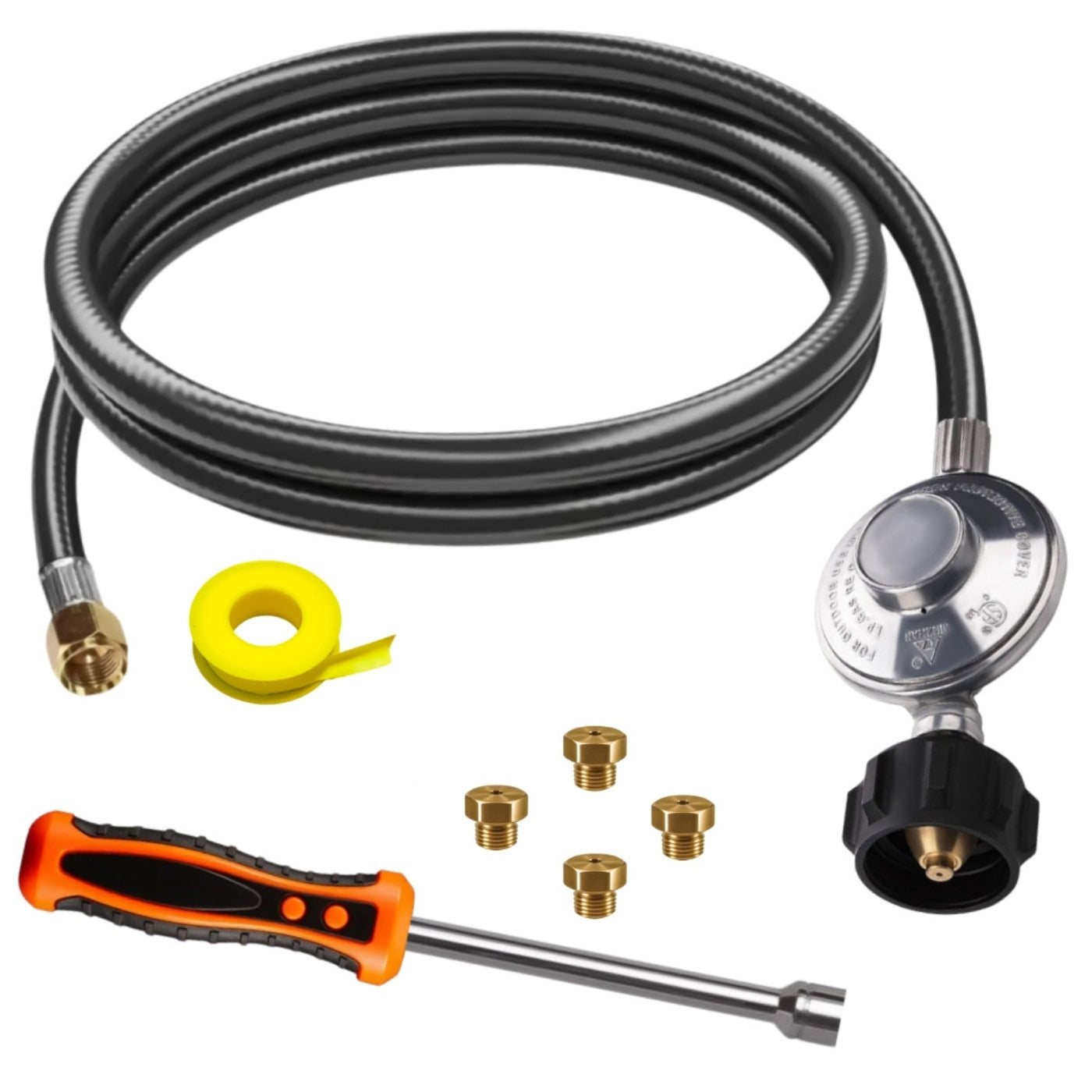 Weber SUMMIT Silver A Conversion Kit from NG to LP - Includes Predrilled Orifices - 5' Propane and Regulator - LP Fuel Converter